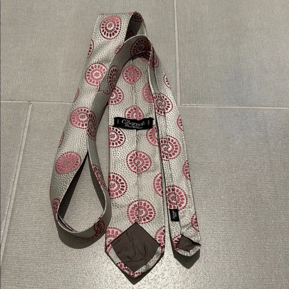 Charvet Gray and Pink Patterned Men's Tie